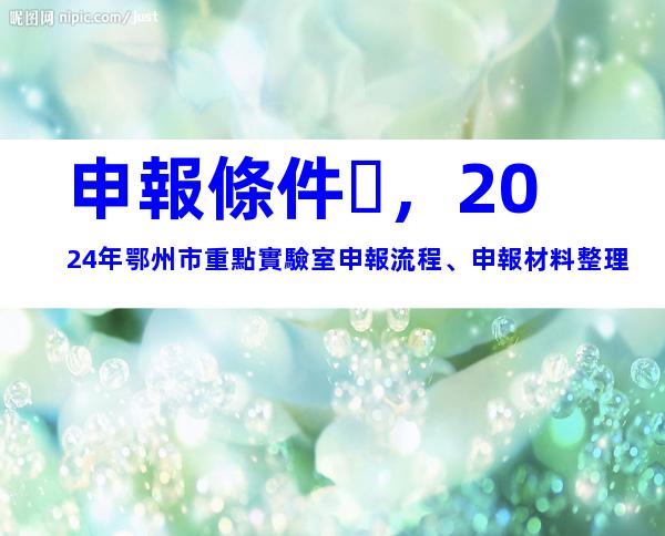 申報條件，2024年鄂州市重點實驗室申報流程、申報材料整理